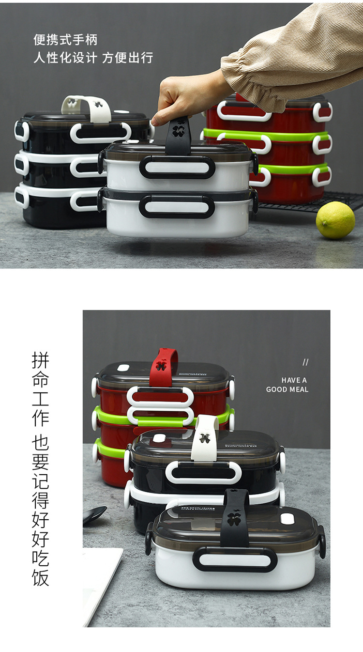 Stainless steel 304 insulated lunch box, creative tableware, student cafeteria lunch box set, square layered food compartments pic 11