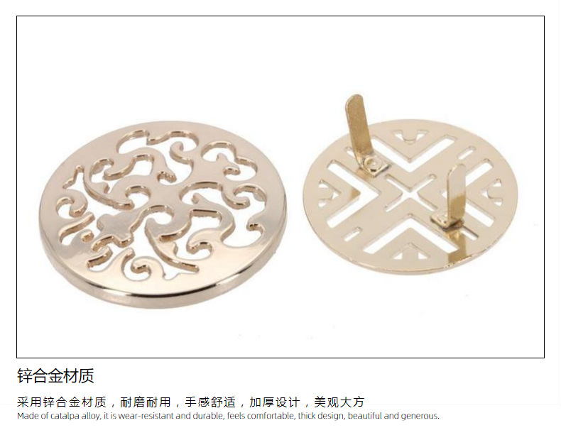 现货箱包五金包包配件圆形LOGO唛头商标镂空花纹商标服饰标牌五金详情6