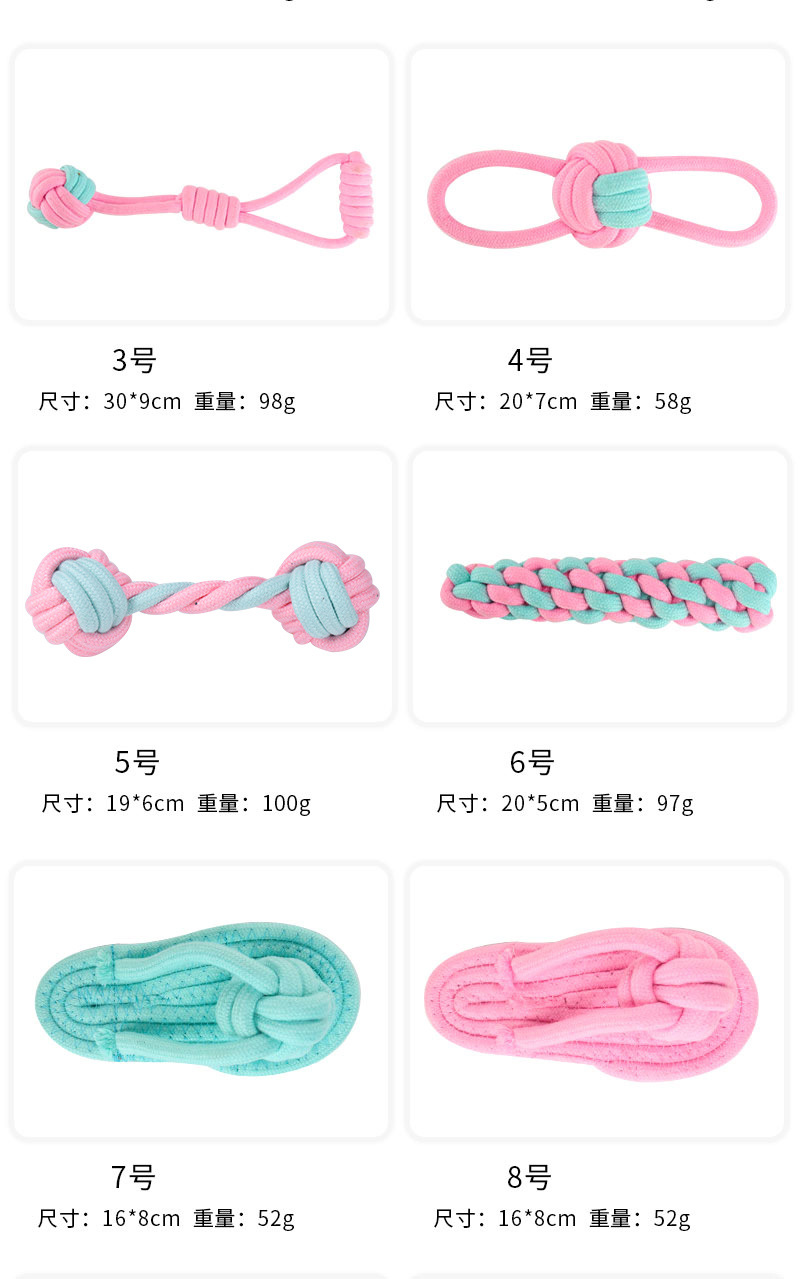 The manufacturer has a new type of pink and blue pet cotton rope knot toy set, a durable teething dog toy, and pet toys in stock pic 5