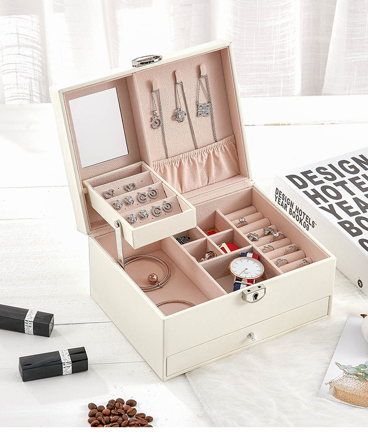 Jewelry storage box, high-end multi-layer large-capacity home accessories, earrings, stud earrings, necklace drawer, jewelry box pic 13