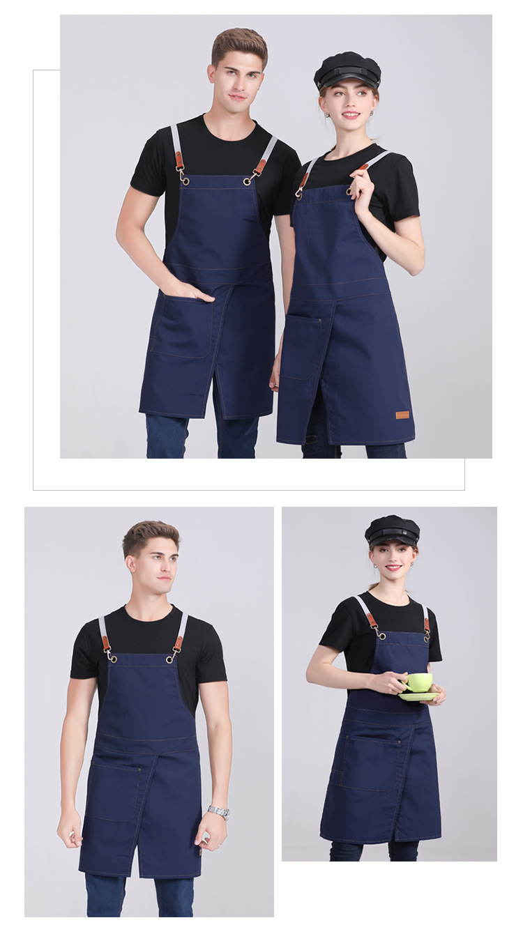 Wholesale canvas aprons for coffee shops, Western restaurants, manicures, beauty treatments, paintings, denim halter-neck aprons, and work aprons pic 10