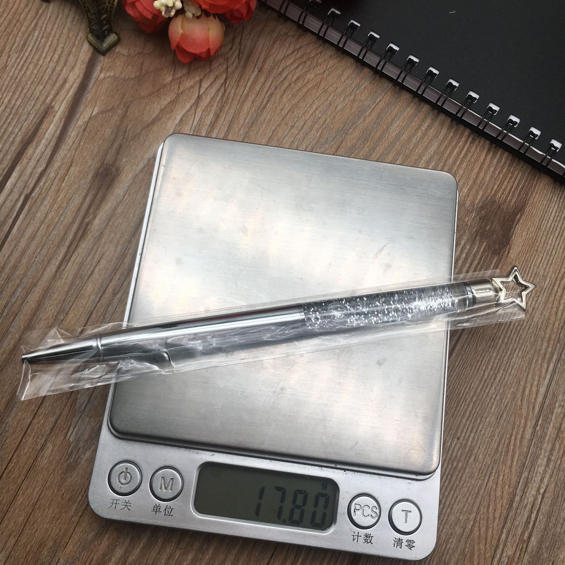 New five-pointed star ink pen, metal ballpoint pen, student pen, diy gold powder ballpoint pen pic 9