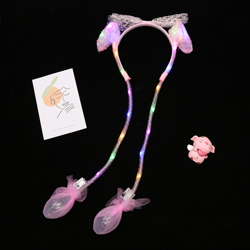 网红发光气囊兔耳朵一捏会动耳朵发光头箍儿童玩具夜市摆摊小商品详情4