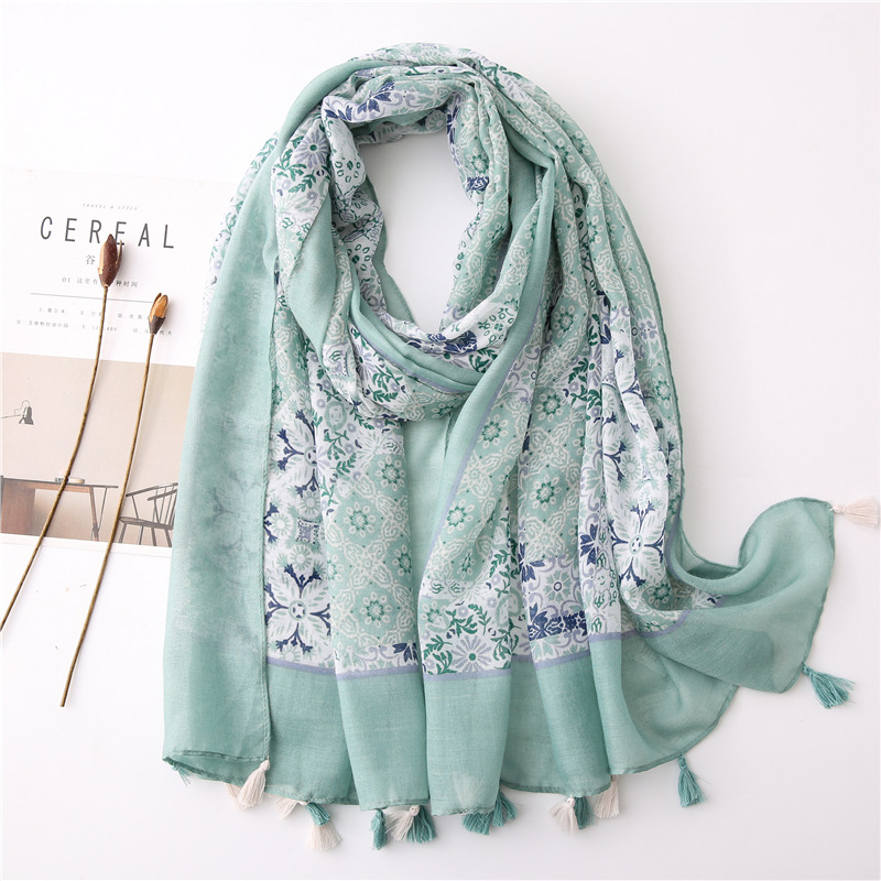 Japanese-style artistic and fresh cotton and linen scarf, retro patchwork Bohemian cashew print silk scarf, beautiful sun protection scarf, whisker, Korean cotton dense Bali gauze scarf shawl pic 34