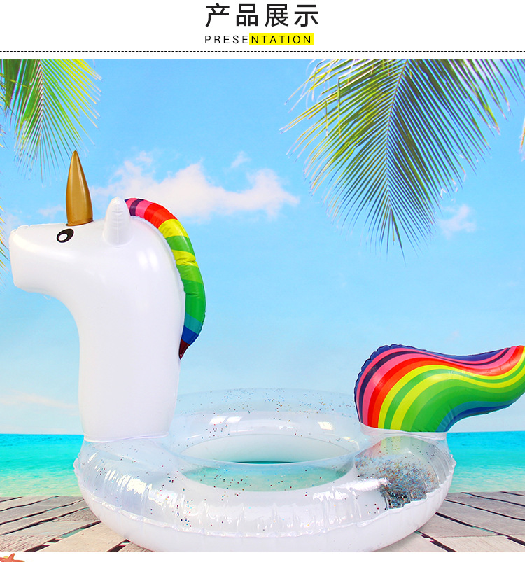 Inflatable unicorn swimming rings, PVC unicorn swimming rings, adult rainbow horse animal rings for foreign trade pic 11