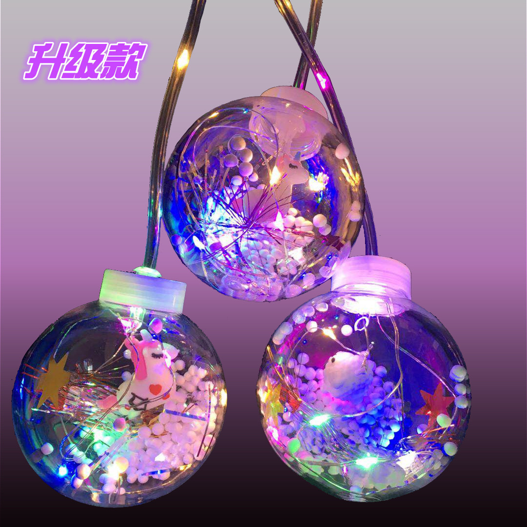 Internet-famous luminous hand-held bouncy ball lanterns, transparent flashing cartoon balls, night market square street stalls, Douyin cool toys pic 5