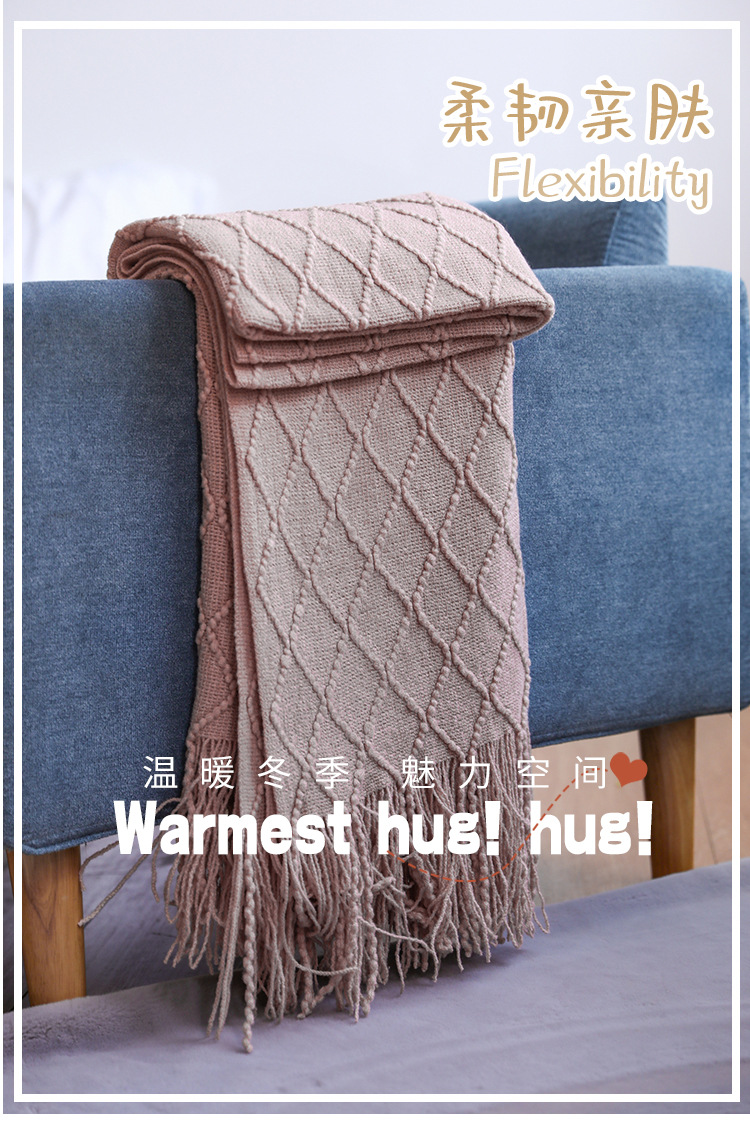 Knitted blanket, sofa blanket, cover blanket, fringed thin blanket, office air conditioning blanket, bay window blanket, summer nap blanket, small blanket pic 28