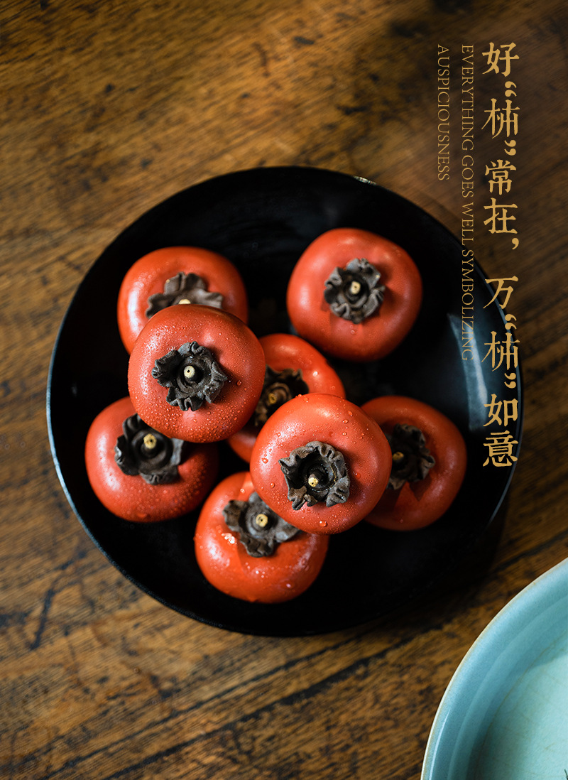 Yixing purple clay tea pet persimmon ornaments, tea toys that can be cultivated, sculptures, tea set accessories, handcrafted color-changing, everything goes well wholesale pic 4