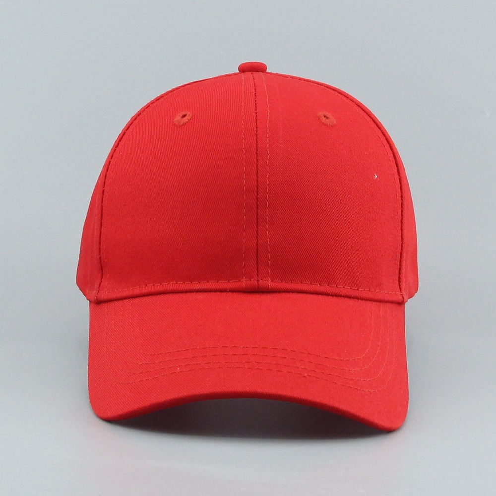 Pure cotton blank baseball cap with heat transfer printed embroidered logo, black, white and red metal tail buckle, all cotton six pieces pic 6