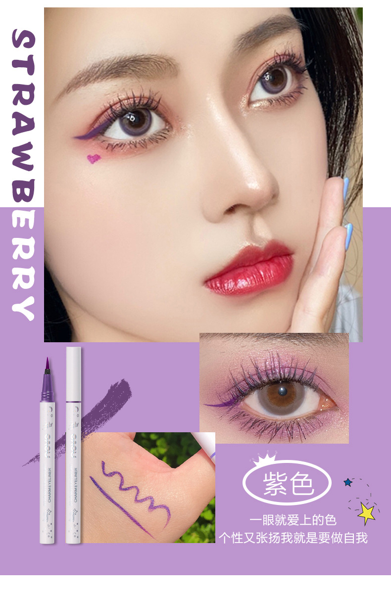 NOVO Makeup Colored eyeliner pen for beginners, extremely fine, waterproof, non-smudging, long-lasting eyeliner liquid pen with soft bristles pic 14