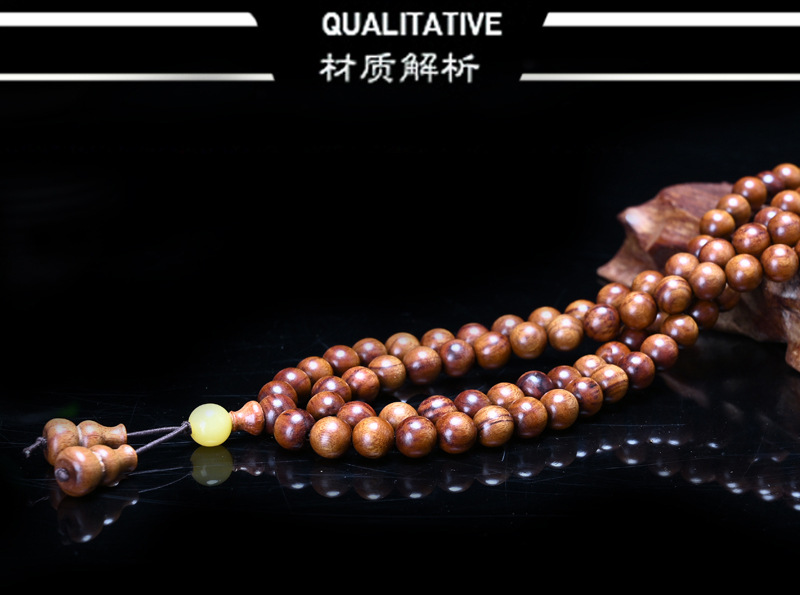 老挝黄花梨高密度似缅甸藤香木海黄越南花梨手串沉水念珠佛珠详情2