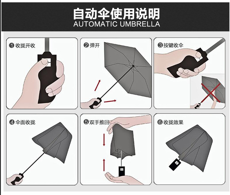 跨境亚马逊热销竖中指伞创意个性全自动三折伞搞怪鄙视学生折叠伞详情14