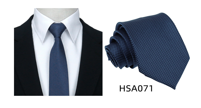 男士高级商务领带制服西装休闲7.5cm宽涤丝婚礼伴郎手打格子领带详情39