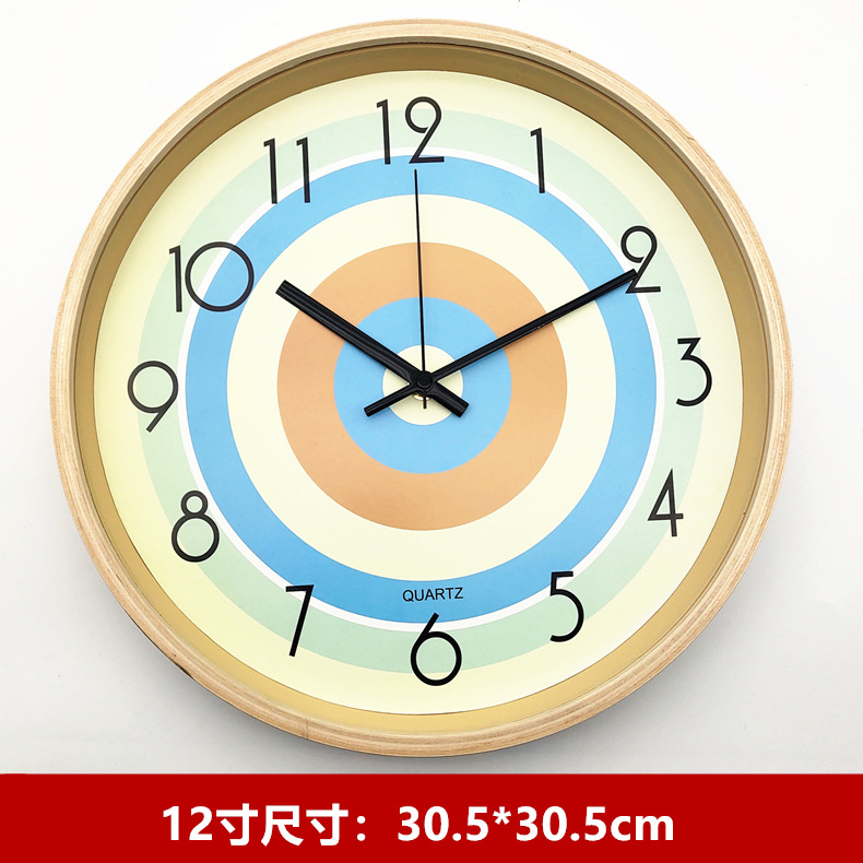 Japanese-style simple wall clock with large font, living room wooden clock, dining room bedroom modern silent round clock, solid wood frame pic 23