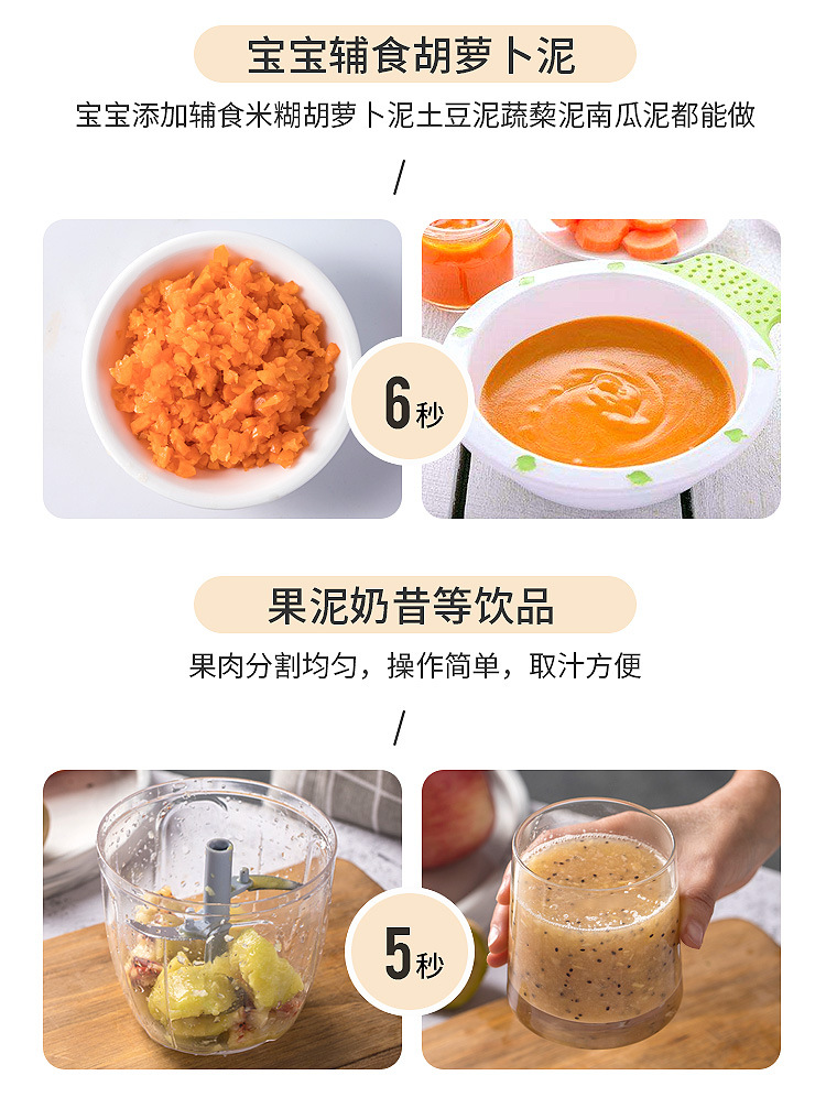 Rope-pulling vegetable cutter, garlic paste mixer, small garlic mince, chili paste, fruit puree, baby complementary food magic tool, food processor pic 10