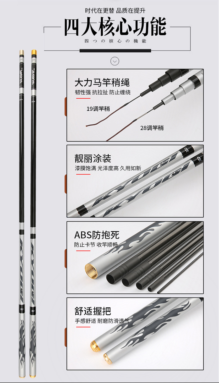Carbon carp fishing rod, fishing rod manufacturer, long section platform fishing rod, 28-tone fishing gear platform fishing rod, lure fishing rod pic 9