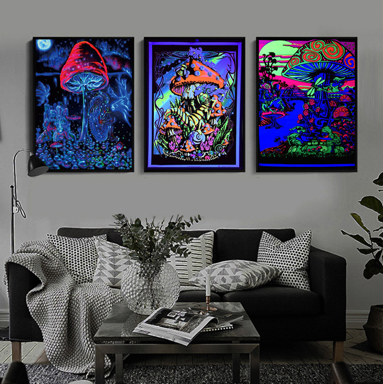 Source factory Amazon psychedelic silk poster spray painting Abstract study, skull living room decoration hanging painting core pic 15