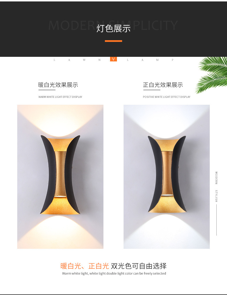 北欧led户外壁灯防水简约阳台庭院外墙大门口灯室外人体感应壁灯详情10