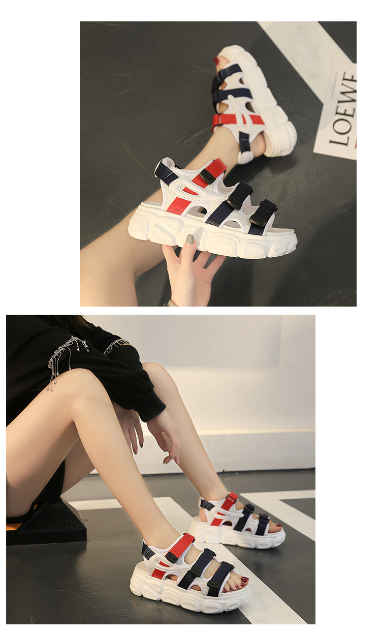 跨镜凉鞋女2025夏季新款韩版学生耐地磨轻便厚底魔术贴松糕鞋批详情18