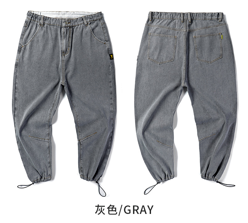 大码牛仔裤男宽松小脚裤加肥加大男装潮夏款男裤子九分收脚老爹裤详情21