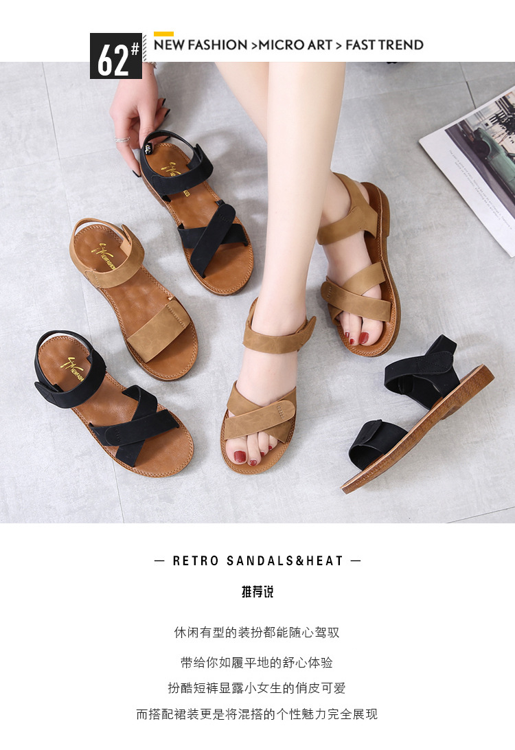 牛筋底凉鞋平底鞋2025夏季新款鞋子学生罗马鞋沙滩鞋软底一字女鞋详情2