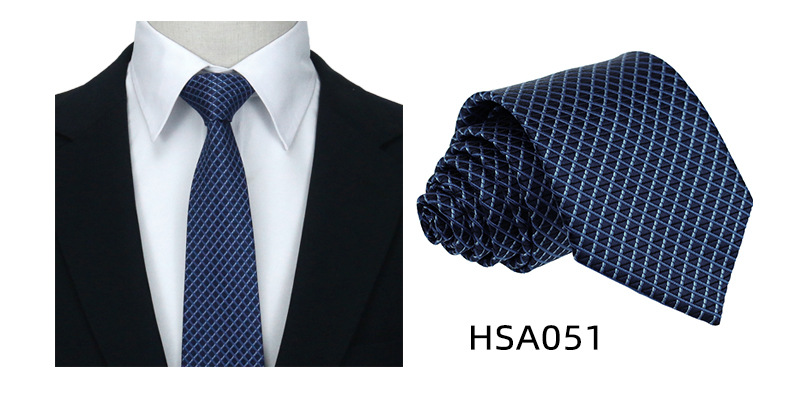 男士高级商务领带制服西装休闲7.5cm宽涤丝婚礼伴郎手打格子领带详情19