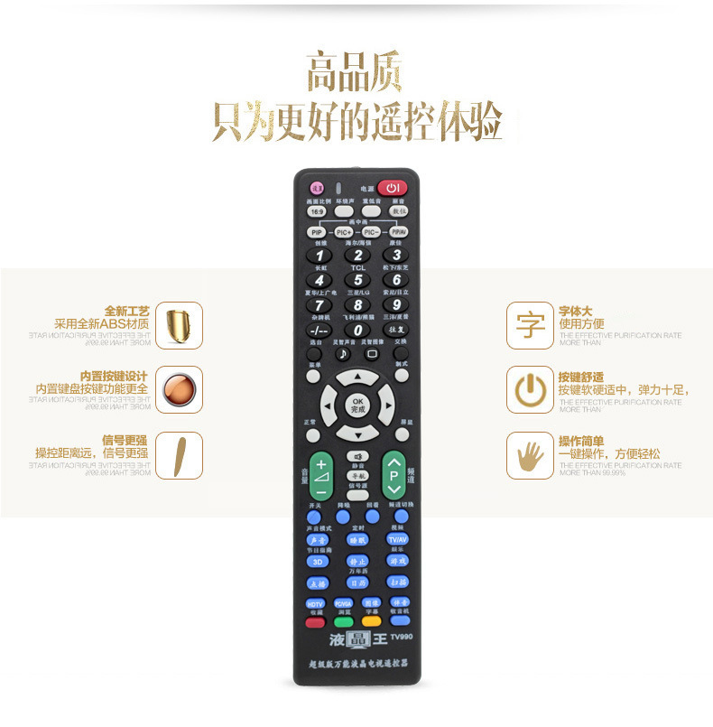 The Wanquan universal LCD (non-network) TV remote control can be used for both plasma and new and old TV remote control pic 4