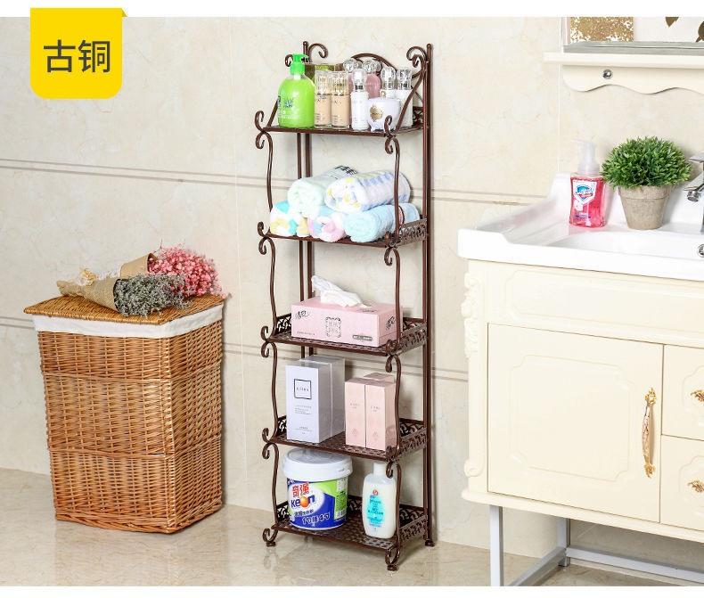 多层置物架卧室铁艺书架落地客厅卫生间浴室房间收纳储物小架子详情15