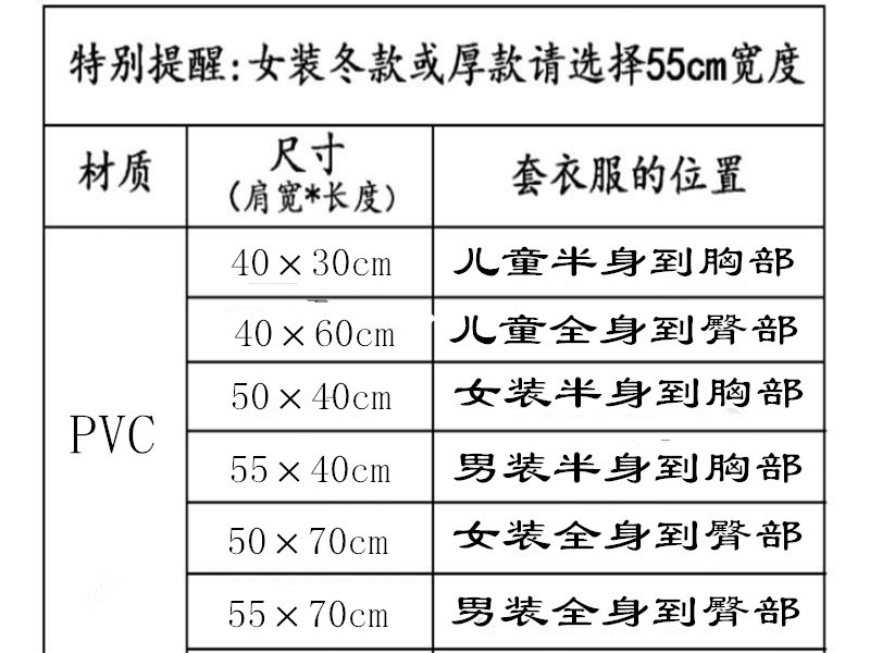 加厚袋服装店用透明防尘套塑料家用半身大衣西服装衣服保护外套罩详情3