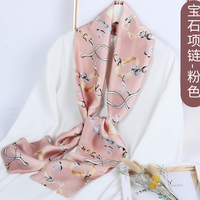 爆款长条小丝巾长款装饰围巾绸缎飘带职业装搭配商务小领巾女礼品详情17