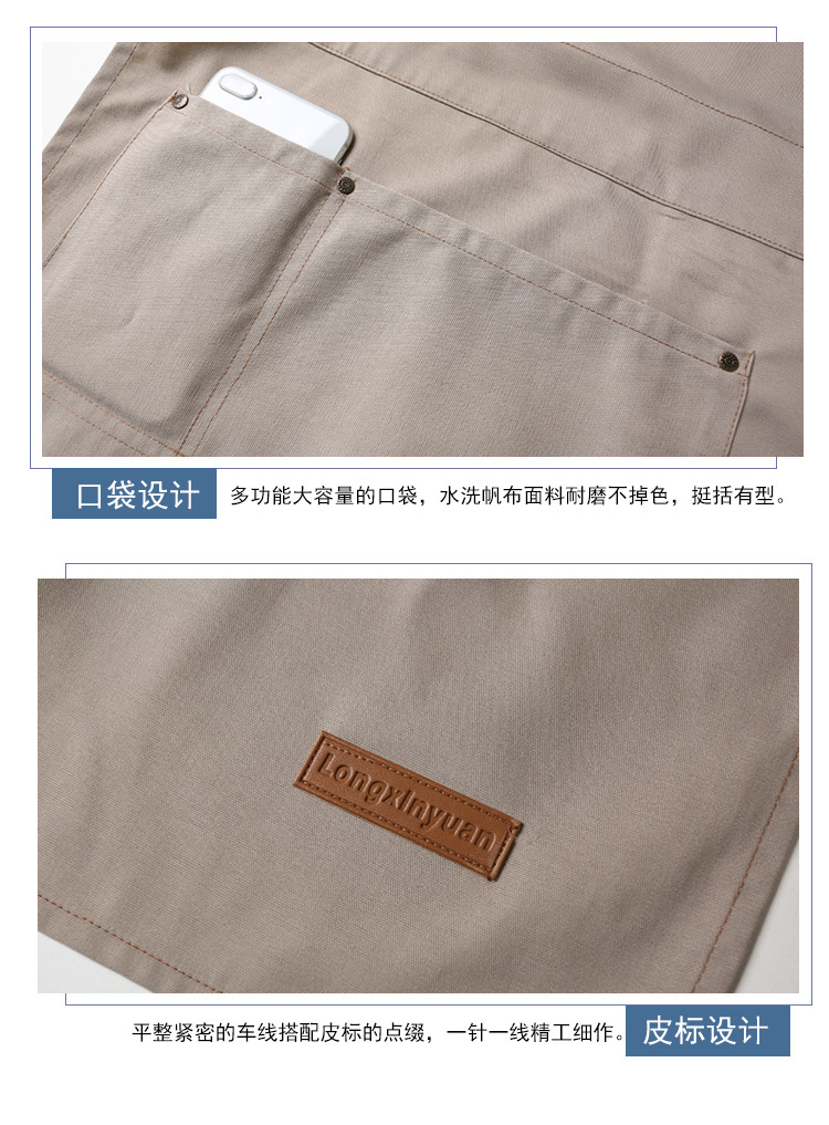 Wholesale canvas aprons for coffee shops, Western restaurants, manicures, beauty treatments, paintings, denim halter-neck aprons, and work aprons pic 13