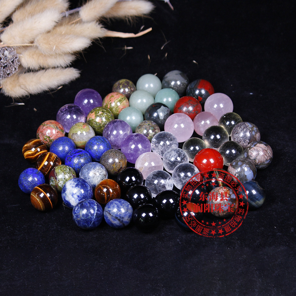 2cm天然水晶粉白紫水晶球无孔圆珠diy饰品配件散珠风水球家居摆件详情14