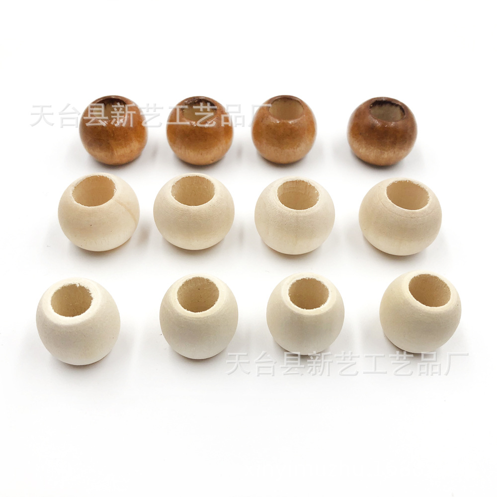 现货大孔木珠8-50mm手工串珠原木散珠 荷木圆珠diy禾木饰品配件详情13