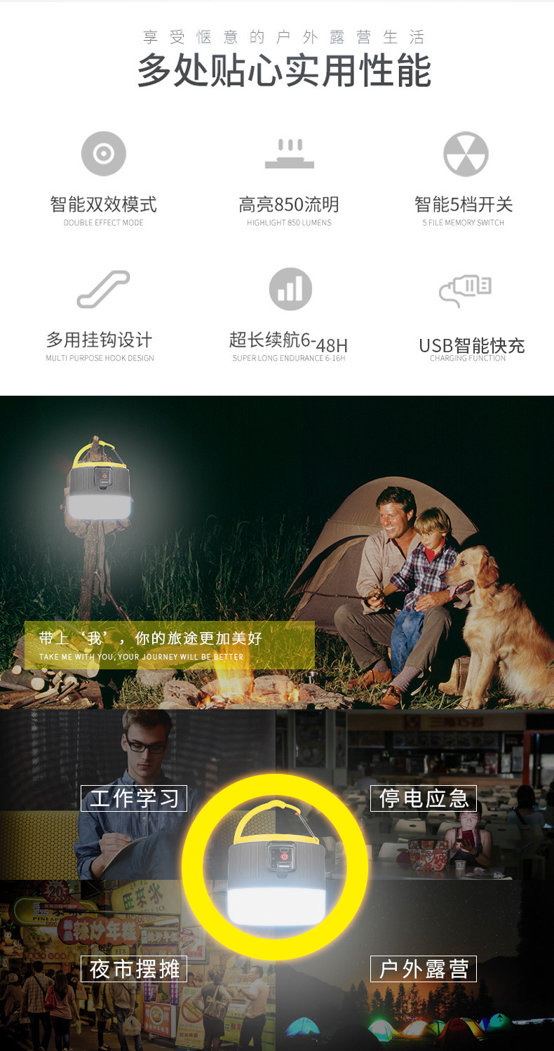 多功能太阳能充电遥控应急灯球泡灯露营灯帐篷灯夜市灯移动照明灯 pic 9
