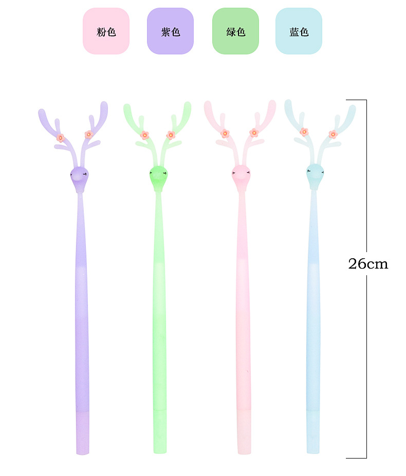 A light and fresh soft silicone deer pen barrel for children, primary and secondary school students, and teenage girls. A black pen core writing pen pic 3