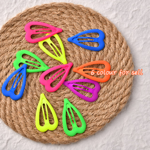 出口韩国东大门高品质荧光橡皮漆桃心bb夹水滴夹边夹少女ins发卡详情3