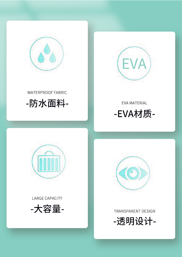 eva防水拉链袋便携旅行洗漱包化妆品收纳袋现货可LOGO 透明化妆包详情2