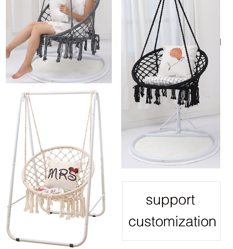 ins Indoor swing hammocks, Nordic-style mesh hammocks, leisure tassel hanging baskets, household foot hammocks, hanging chairs wholesale pic 7