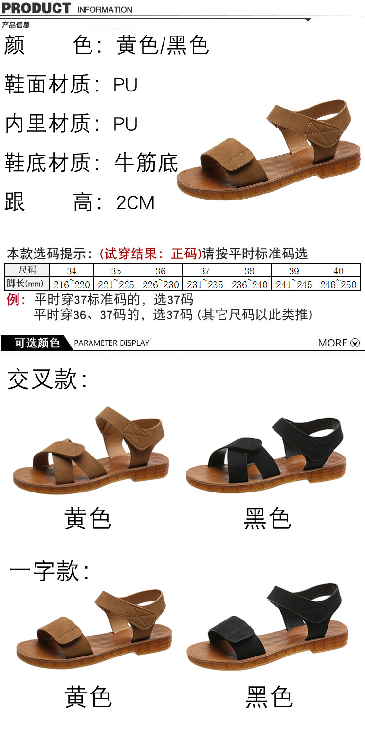 牛筋底凉鞋平底鞋2025夏季新款鞋子学生罗马鞋沙滩鞋软底一字女鞋详情3