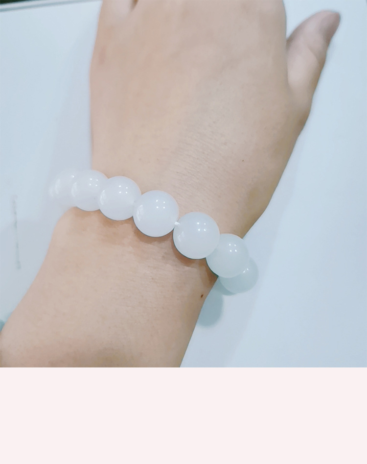 High-quality imitation Hetian white jade round bead bracelet, Hetian jade bracelet 8mm, 10mm, 12mm DIY bracelet pic 12