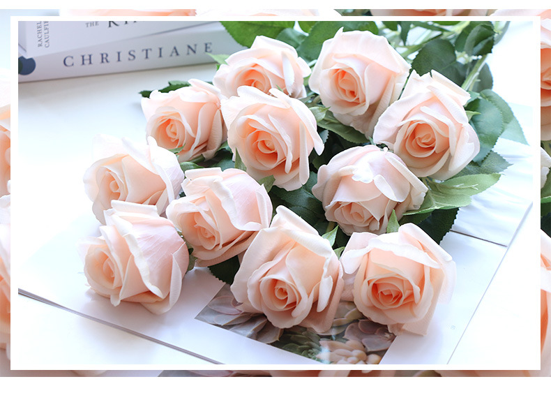 高仿真玫瑰花单支手感保湿玫瑰婚庆居家装饰手捧花摆件玫瑰花蕾详情22