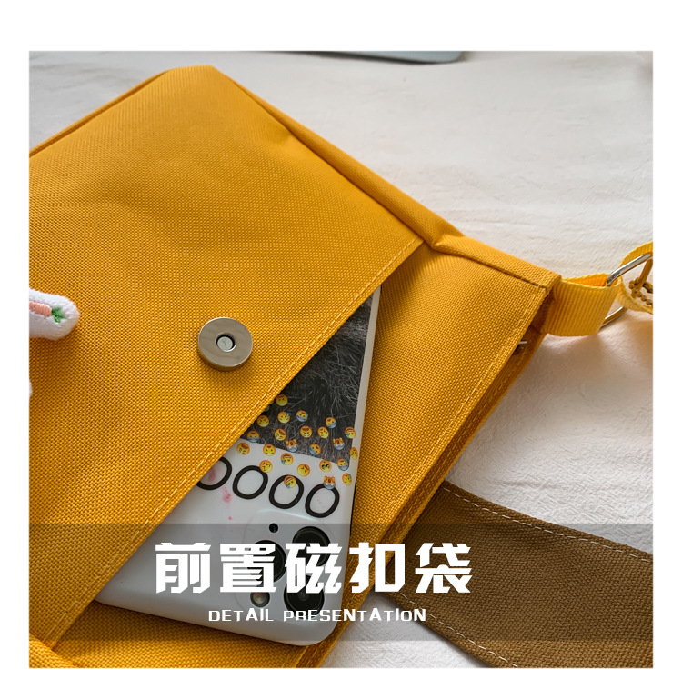 Summer new canvas bag for women, Korean-style teenage girl single-shoulder bag, ins crossbody small square bag, cute girl bag pic 21