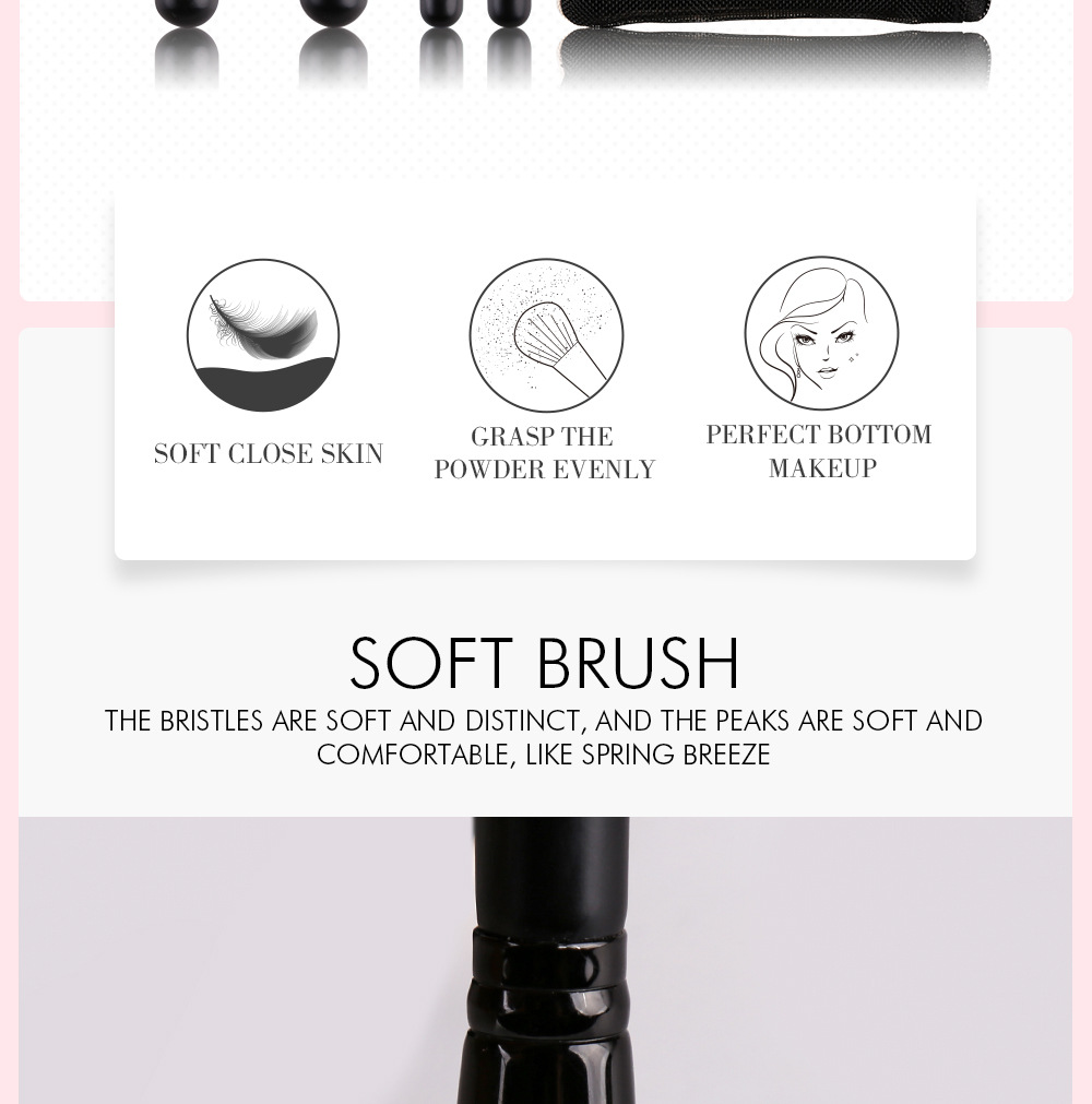 卓尔雅迷你化妆刷套装修容粉底液旅行便携黑色软毛美容护肤彩妆工具详情8