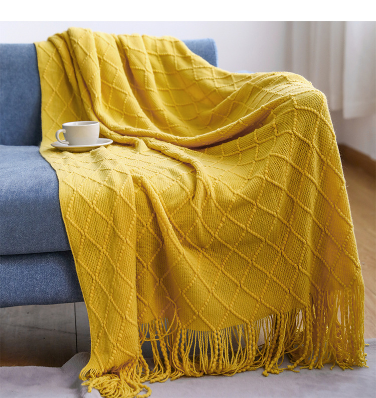 Knitted blanket, sofa blanket, cover blanket, fringed thin blanket, office air conditioning blanket, bay window blanket, summer nap blanket, small blanket pic 35