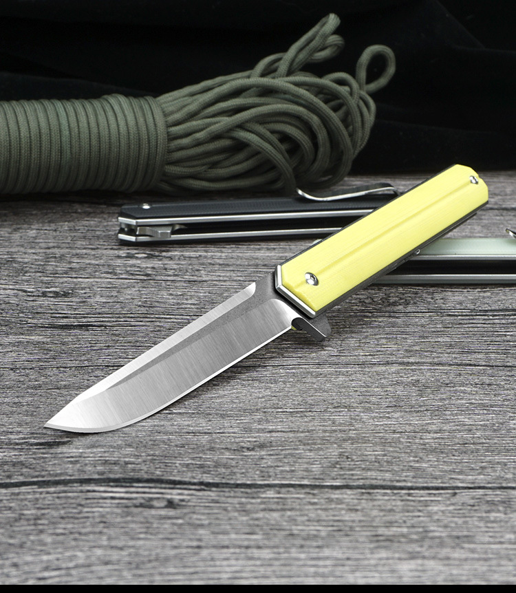 Folding knife outdoor D2 hardness stainless steel outdoor camping knife G10 handle bearing side-opening, available in stock for wholesale pic 16