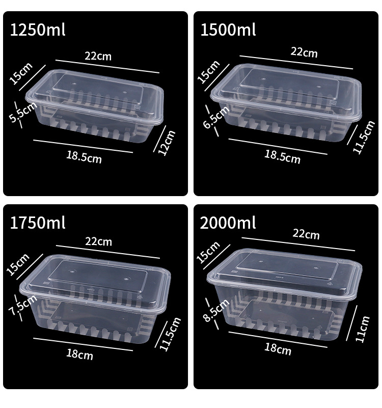 长方形一次性餐盒外卖打包盒透明加厚带盖饭盒塑料快餐盒商用摆摊详情7