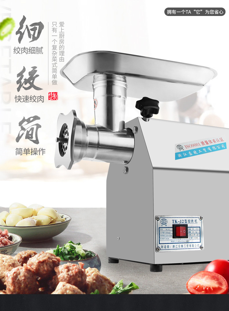 TK-12# picadora de carne eléctrica picadora de carne de acero inoxidable molienda de carne MINCER pic 1