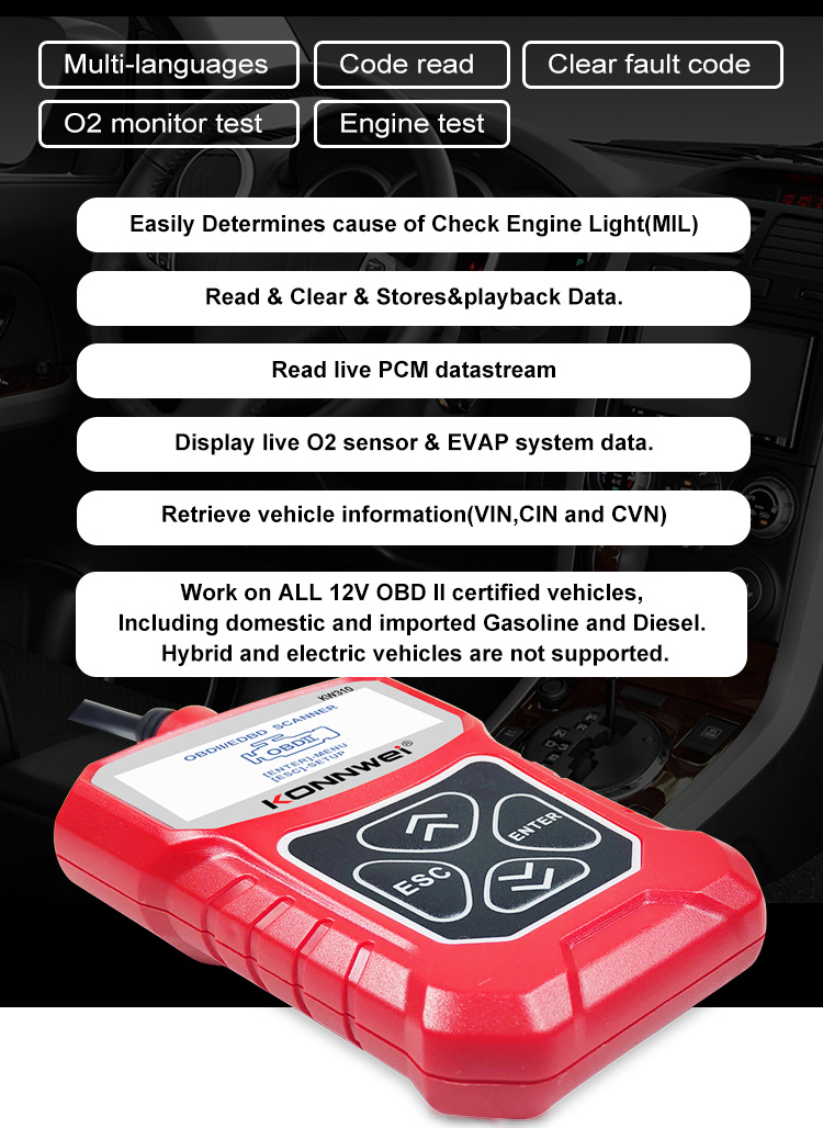 KONNWEI KW310 obd automotive fault detector Automotive diagnostic tool code reading Card elm327 obd2 pic 6