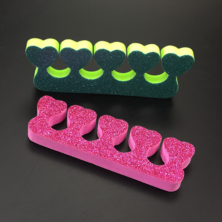 Rainbow onion powder toe separator, single heart-shaped toe separator, rose red heart-shaped glitter, gold onion powder toe separator pic 3