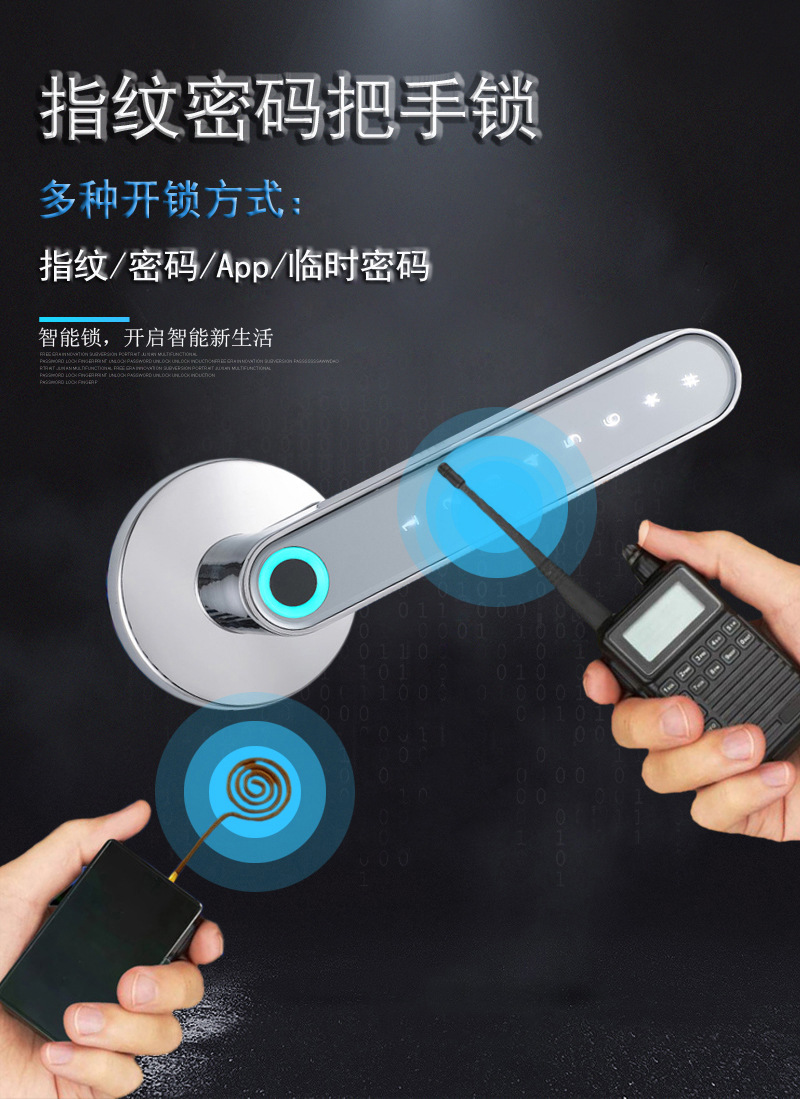 Tuya smart fingerprint lock handle password lock wholesale wooden door fingerprint lock Electronic password Lock Remote smart door lock pic 3